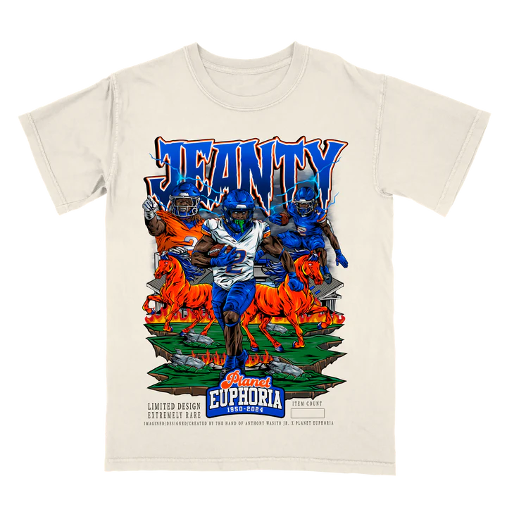 Hand-drawn Ashton Jeanty Boise State throwback graphic tee