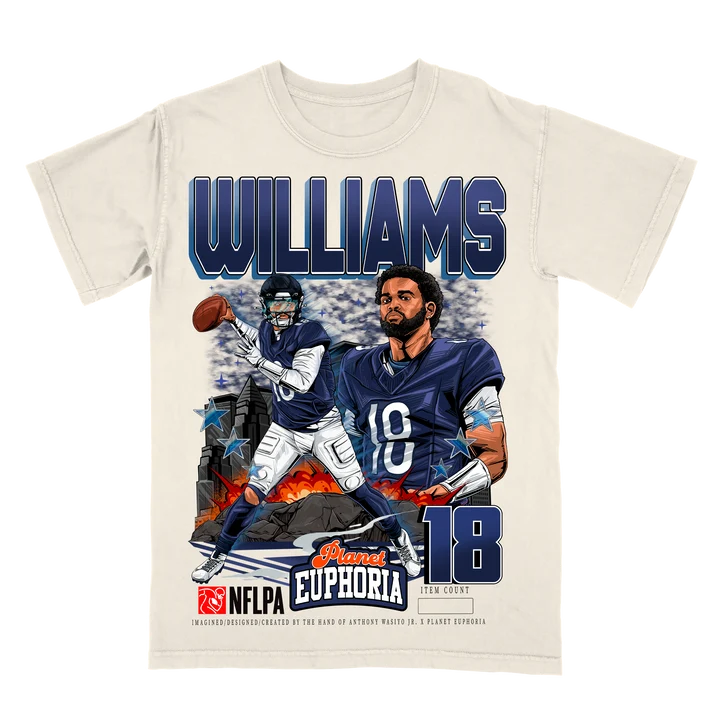 Hand-drawn Caleb Williams V3 graphic tee, ivory