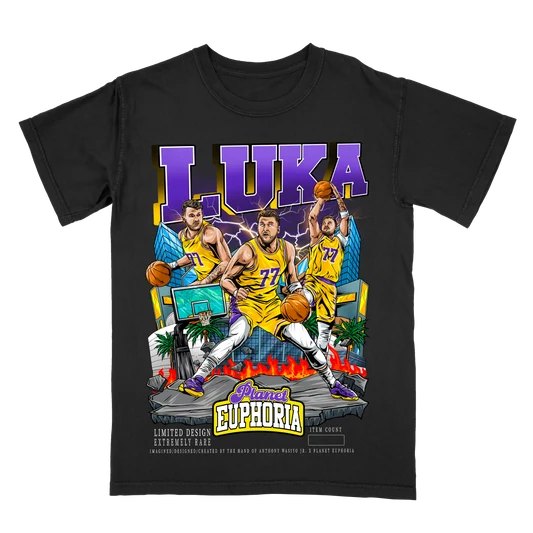 Luka Doncic V3 graphic tee, hand-drawn and numbered